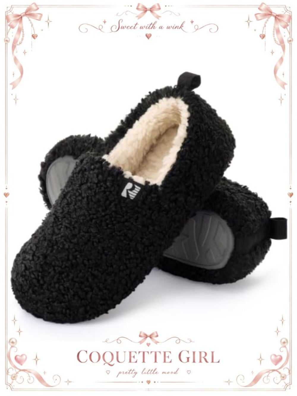 Faux Shearling Closed Back Slippers Memory Foam Washable